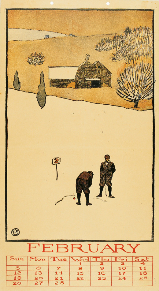 Golf Calendar, February. (1899), by Edward Penfield (1866-1925)