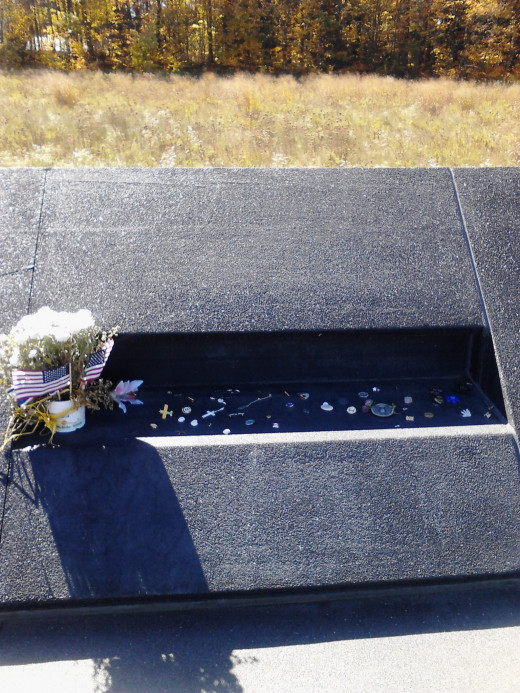 Part of the Memorial Wall where people can rest or leave tributes to those who perished.