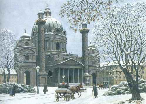 Karl's Church in Winter, watercolor, 1912