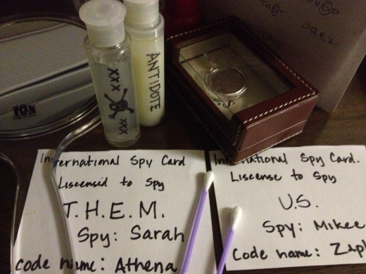 Spy IDs and other materials.
