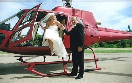 Bride and Groom Arriving In Helicopter