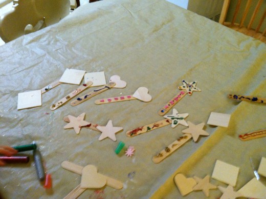 Wand making in process.