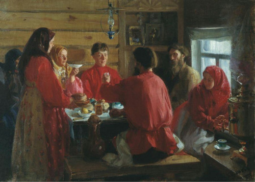 In a Peasants House by I. Kulikov