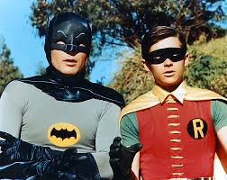 Adam West and Burt Ward as TVs Batman and Robin.