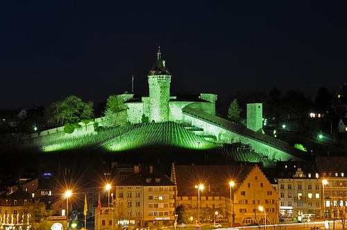 A castle above the houses