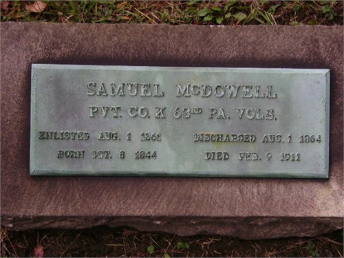 Samuel Lea McDowell's gravestone at Chartier's Cemetery.