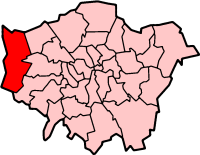 Map location of the London Borough of Hillingdon 