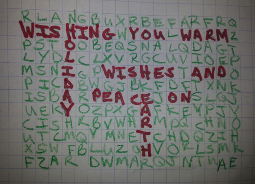 I added the surrounding letters in green. There will be no searching for this message!