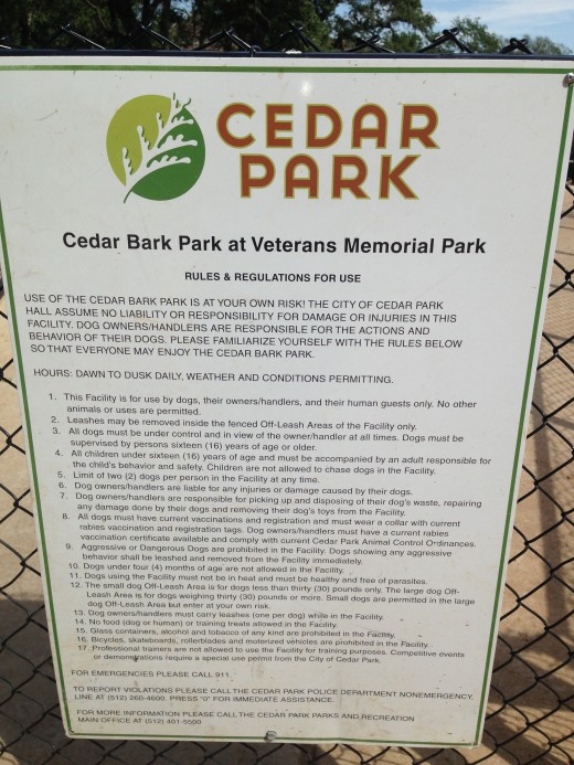 Rules - Cedar Park Bark Park - Cedar Park TX