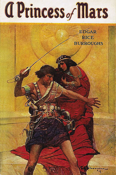 Cover art by Frank E. Schoonover from A Princess of Mars by Edgar Rice Burroughs, McClurg, 1917.