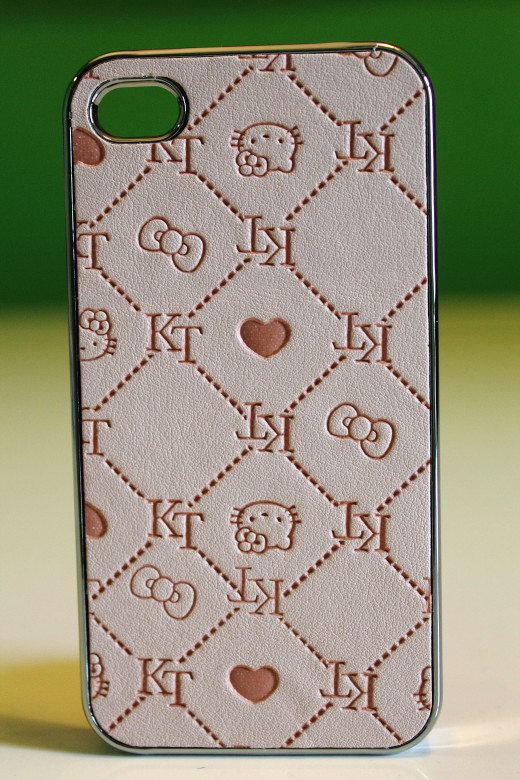 Hello Kitty deluxe chrome plastic and leather case for iPhone 