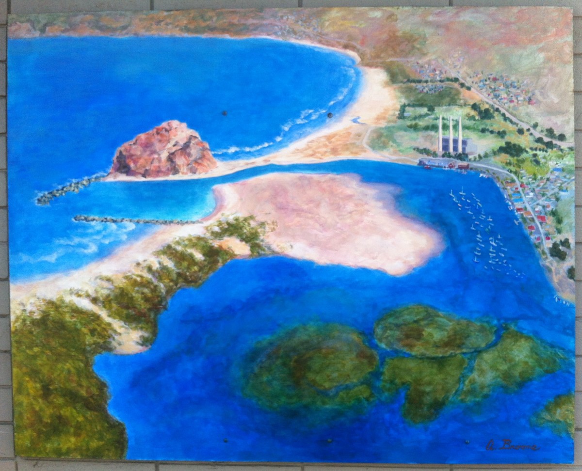 An artist representation of Morro Bay.