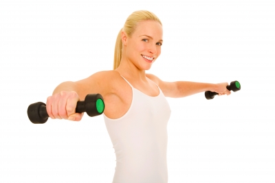 Blonde Girl Lifting Weights by Ambro