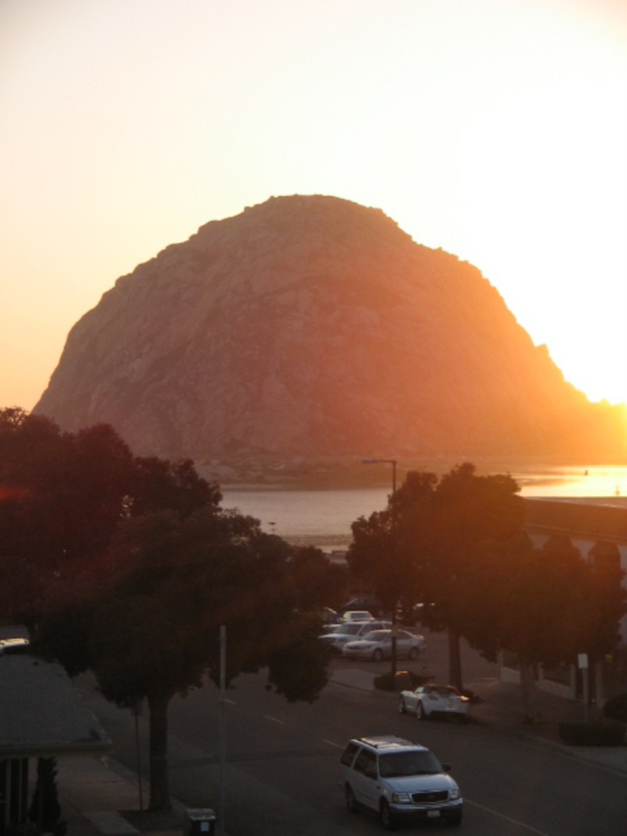 Morro Rock at sunset.