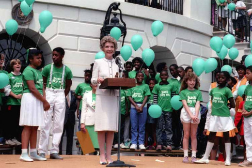 Nancy Reagan at a "Just Say No" rally at the White House in 1986.