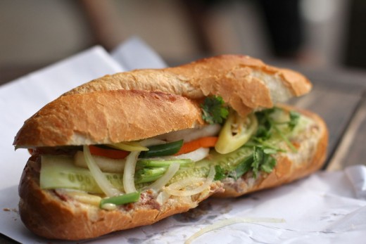 Look at this picture of a Bánh Mì Pâté and imagine a harmonious crackle once pressed down on the warm crispy baguette.