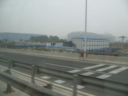 The Olympic Bird's Nest Stadium in the distance