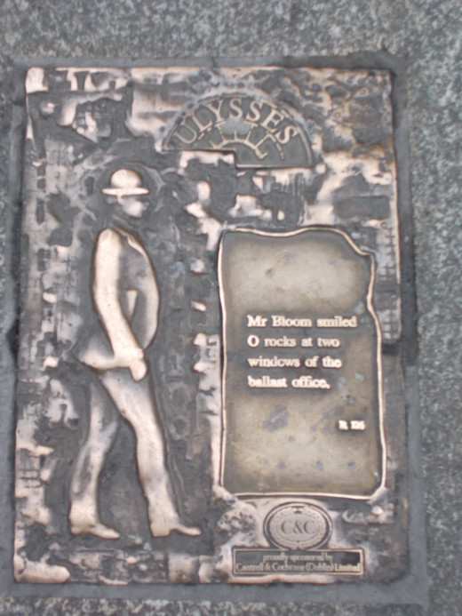 Ulysses, a plaque found in the sidewalk on O'Connel St
