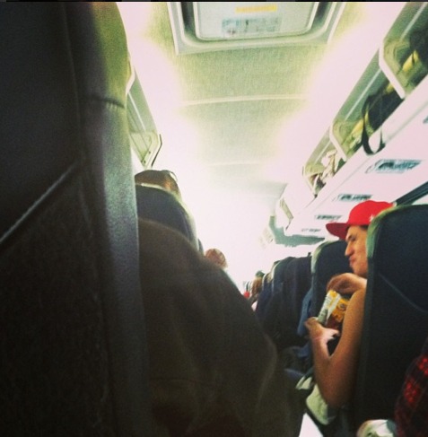 The inside of our Greyhound Bus to Amarillo