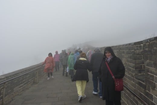 5 b) The Great Wall of China as far as we could see in a heavy fog