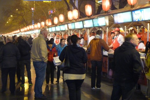 7 a) The Wangfujing Night Food Market in Beijing
