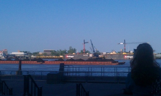 One of the many ships we saw cruising along the Mississippi River!