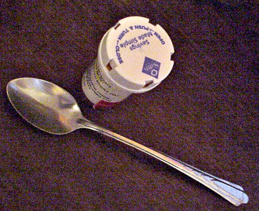 The spoon is for the next one, the bad-tasting tonic stuff