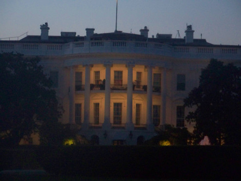 The White House at night.