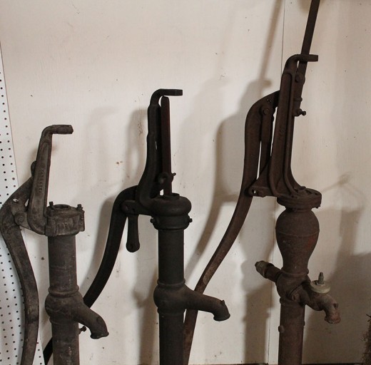 Old water well hand pumps