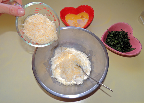 add the 4 cheese - mix after each addition