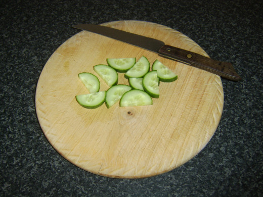 Cucumber sliced in to semi-circles