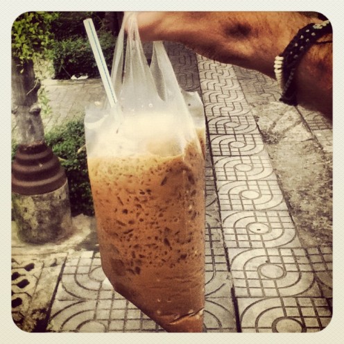 Delicious Iced Coffee 'to go'. Be sure to have at least one of these delights during your time in Bangkok