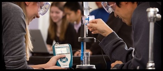 Chemistry students working in a lab