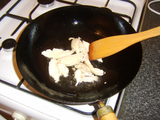 Stir frying leftover turkey pieces