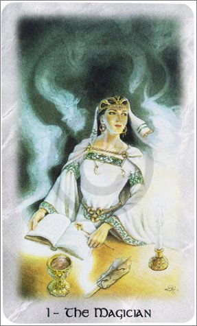 The Celtic Dragon Tarot by D.J. Conway (Author), Lisa Hunt (Artist). This Tarot Card is The Magician