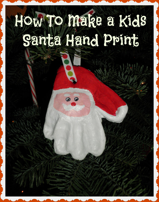 White lettering against a dark background makes this photo stand out. Made for my hub on :How to Make a Santa Claus from a Kids Hand-Print. I expect this to get a lot of pins around Christmas time.