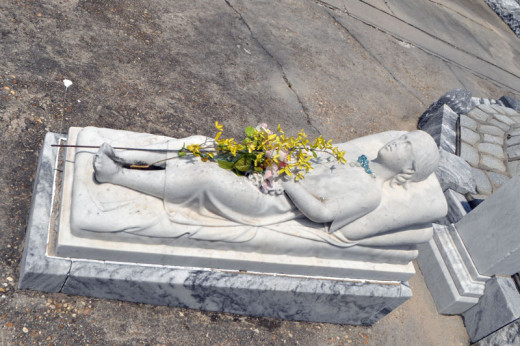 This statue of Italian marble was commissioned by a grateful family who prayed to the Saint and whose infant recovered.