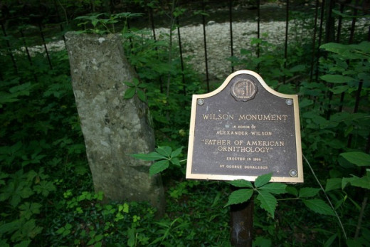 The Alexander Wilson Monument along Trail 4 in Spring Mill State Park