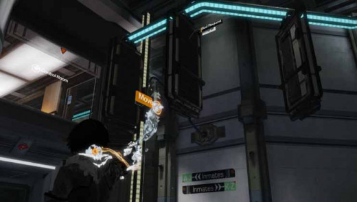 Remember Me move the rack down so Nilin can climb into the control room.