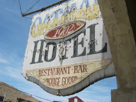 The old sign hanging at the Oatman Hotel.