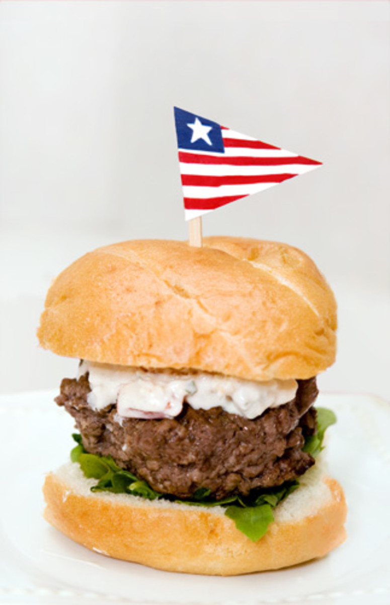 Roasted Pepper, Zesty Horseradish, and Blue Cheese Hamburger - Recipe with Pictures