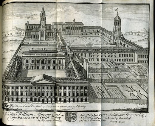 Christ Church at the University of Oxford, engraving by N. Parr, 1742