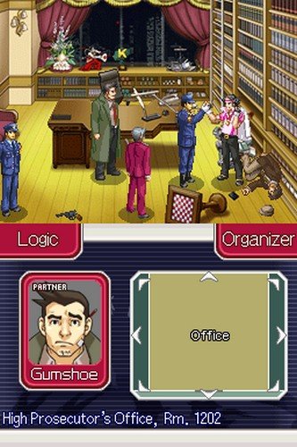 Ace Attorney Investigations: Miles Edgeworth. A scene from the NDS game