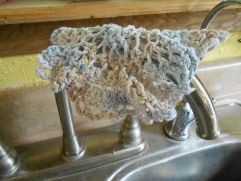 Handmade cotton crocheted dish towels are my favorite. 
