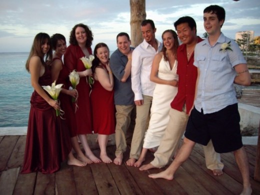 Wedding etiquette says this is a more acceptable pose at a destination (beach) wedding.