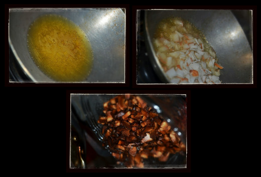 fry the coconut bits  till brown in color