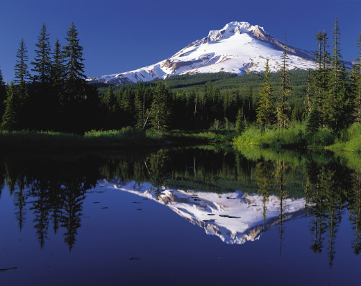 Oregon's majestic, ice-covered Mount Hood. 
