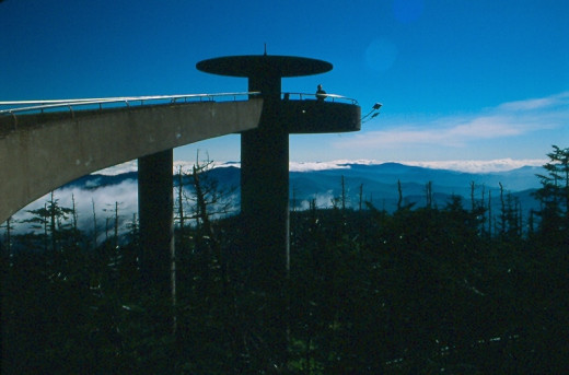 The fifty foot spiral observation deck on Clingmans Dome, Tennessee.