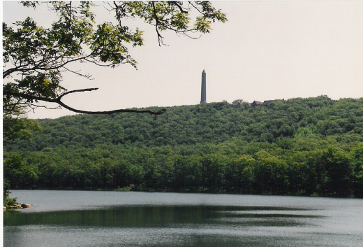 High Point, New Jersey with summit monument overlooking Lake Marcia.