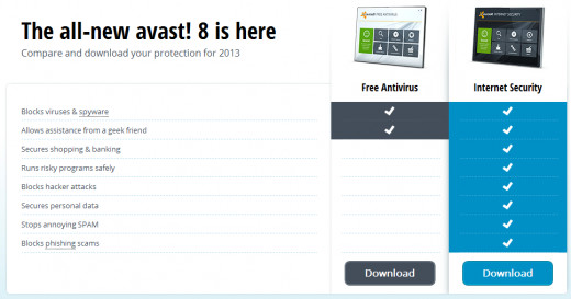 Avast! download page (link below)